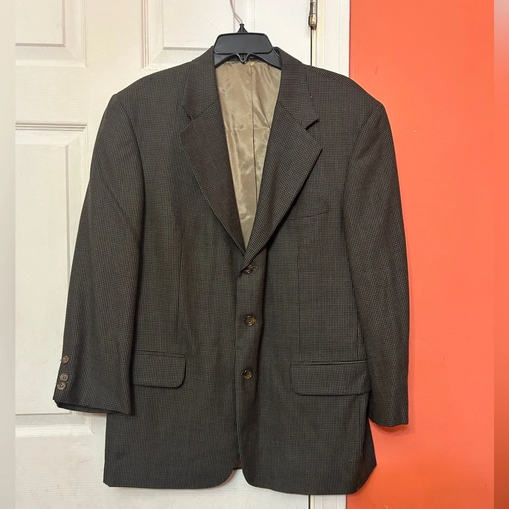 Oscar de la Renta Wool Vintage 90s Houndstooth Suit Jacket 42R Blazer